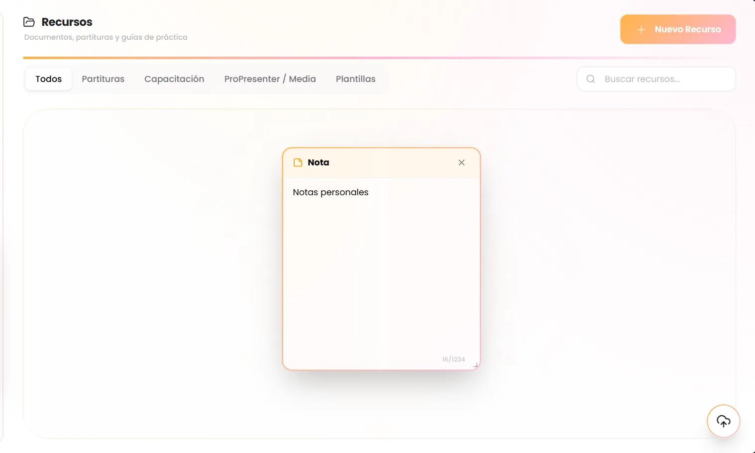 Recursos con nota personal
